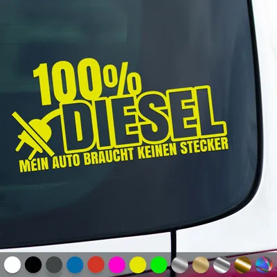 Produktbild von PantherPixel Diesel Aufkleber Verbrenner Spruch Kein Stecker Sticker Auto Geschenkidee Farbe Neon-Gelb
