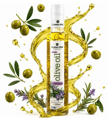 Image de CRETAN MILL 15762 Huile d'olive aromatisée aux herbes ROMARIN Bouteille de 250 ml