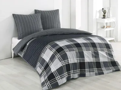 Produktbild von Bettwäsche 100% Baumwolle Renforce Bettbezug Garnitur Set 200x200 / 200x220, Auswahl:8 Ramos, Größe:200x220 + 2x(80x80)