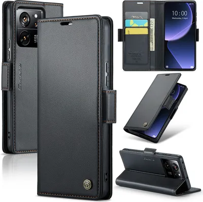 Image de Xiaomi 13T Housse, Portefeuille en cuir Etui de protection avec fonction de support pour Xiaomi 13T / 13T Pro / Redmi K60 Ultra Noir