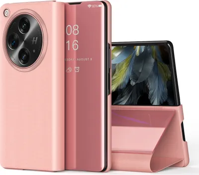 Produktbild von Hülle für OnePlus Open /Oppo Find N3 Überzug Spiegel View Klapp Schutzhülle mit Ständer Rose Gold