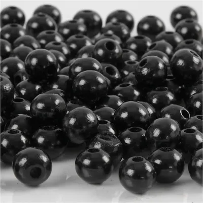 Produktbild von Creativ Company Holzperlen, D 8 mm, Lochgröße 2 mm, ca. 80 Stück, schwarz, 15 g 1 Box