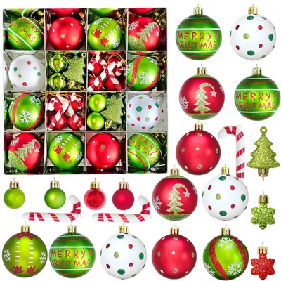 40er Set Weihnachtskugeln, Kunststoff, unzerbrechlich, 3/6 cm, grün