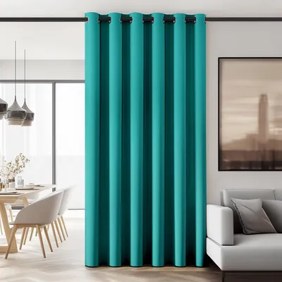 Zdjęcie produktu dla Zasłona zaciemniająca z oczkami, 214x203 cm, turkusowa, 1 sztuka