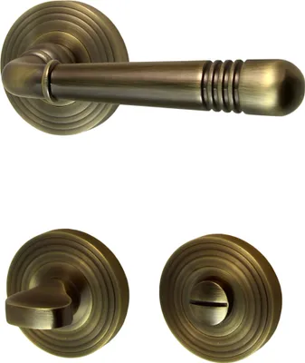 Produktbild von Türbeschlag 1702 R WC Messing brüniert Türdrücker Türklinke Türgriffe