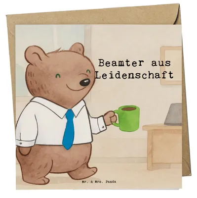 Produktbild von Mr. & Mrs. Panda Grußkarte Beamter Leidenschaft Design - Weiß - Geschenk, Schenken, Öffentlicher Dienst, doppelkarte, Glückwunschkarte, Klappkarte, Beamtentum, Studium