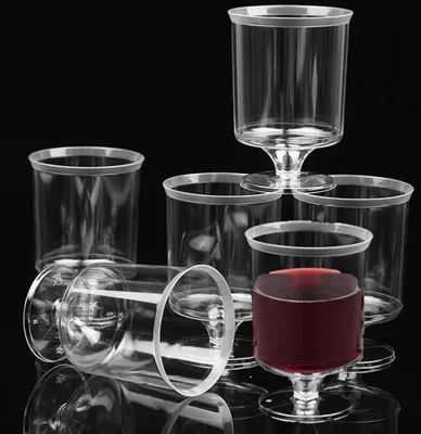 Image de Lot de 52 verres à vin en plastique transparent pour les fêtes