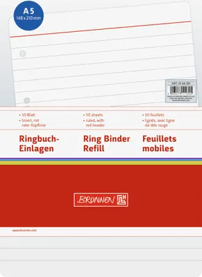 Obrázok produktu pre 10X BRUNNEN 1066301 Ringbucheinlage A5 lin 50Bl