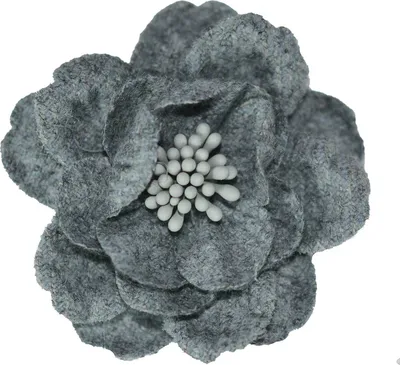 Produktbild von 2 Textilblüten Blume Blüte mit Staubblättern 60mm Dekoration Verzierung, Größe:60 mm, Farbe:blaugrau