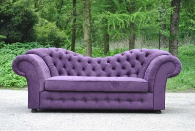 Produktbild von Chesterfield Couch Polster Textil Couchen Dreisitzer Wohnzimmer Sofa Lila Samt