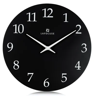 Obrázek produktu pro 30 cm dřevěné nástěnné hodiny, tiché, černé