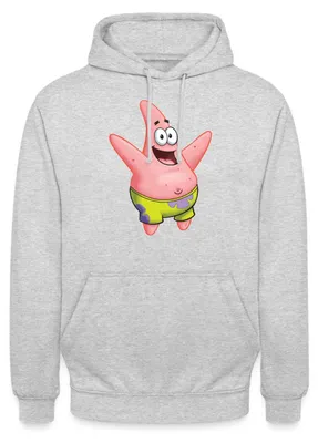Produktbild von Spreadshirt Spongebob Schwammkopf Patrick Star Design Uni Hoodie, L, Hellgrau meliert