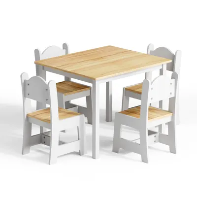 Produktbild von FCH Kindersitzgruppe 5tlg. Kindertisch mit 4 Stš¹hlen, 50x50x51cm,Naturholzfarbe