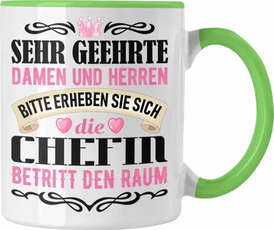 Produktbild von Trendation - Chefin Tasse Geschenk Von Team Beste Chefin Geschenkidee Lustiger Spruch (Grün)