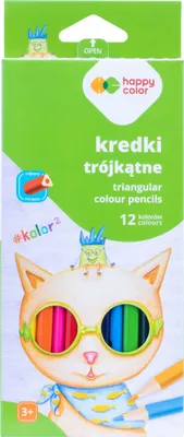 Zdjęcie produktu dla Kredki ołówkowe trójkątne 12 kolorów Happy Color