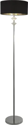Produktbild von Stehleuchte Metall Stoff 157,5 cm hoch Chrom Schwarz E27 rund Modern Stehlampe