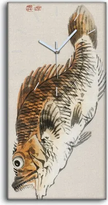 Produktbild von Wandkunst Leinwand Bild Uhr Quarz 30x60 Malerei Asiatische Tier Fisch Kunst - weiße Hände