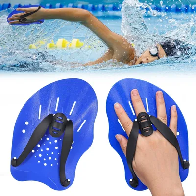 Produktbild von 1 Paar Hand Paddles Schwimmen, Handpaddel zum Schwimmen, Schwimmpaddel mit verstellbaren Riemen ,Krafttrainingshilfe, Pool-Trainingsgerät, Zubehör für Erwachsene, Kinder, Unisex