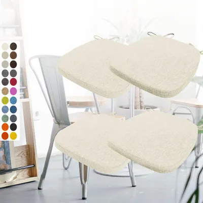 Productafbeelding van Set van 4 wasbare stoelkussens, 40 x 38 x 3 cm, met antislip en banden