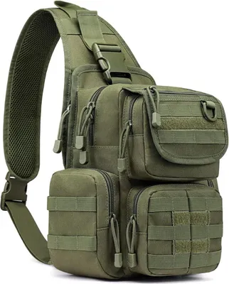 Image de Tactique militaire Sac de poitrine Crossbody Pack Vert Molle Sac à dos