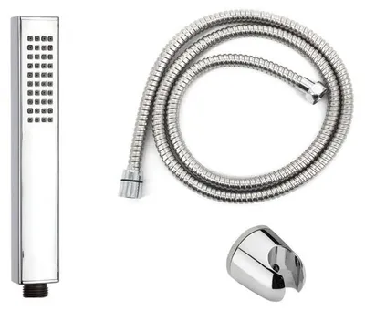 Produktbild von Duschset mit eckiger Handbrause ABS verchromt