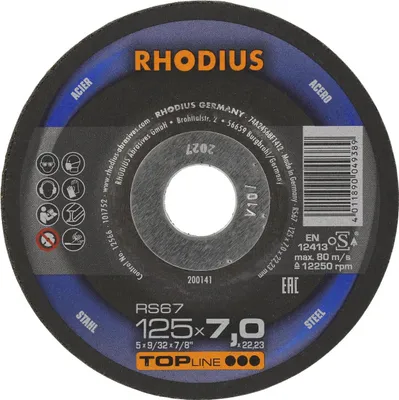 Image de Rhodius Meule RS 67 125x7,0x22,23mm Acier Topline - 200141