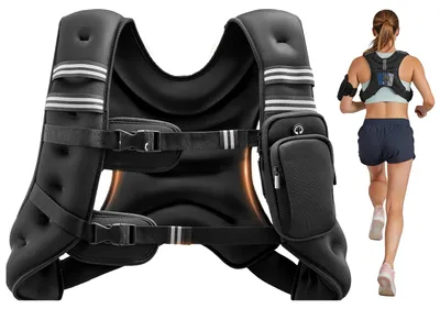 Obrázok produktu pre VEVOR vážová vesta, 11,46 kg, tréningová vesta s reflexnými pruhmi, nastaviteľnou sponou a praktickými úložnými vreckami, fitness vesta na posilňovanie, beh, jogging, kondíciu a budovanie svalov