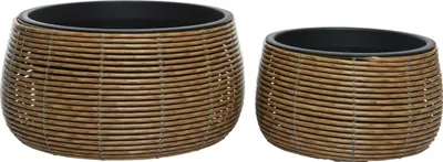 Produktbild von Blumentopf Outdoor in Rattanoptik 20-24cm Hellbraun 2er Set