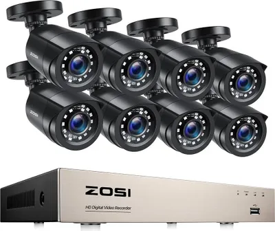 Zdjęcie produktu dla System kamer bezpieczeństwa, 8 kamer, rozdzielczość wideo 1080P, czarny, bez