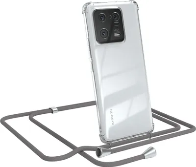 Produktbild von EAZY CASE Handykette kompatibel mit Xiaomi 13 Pro, Handyhülle mit Umhängeband, Handykordel, Schutzhülle Clear, Band in Grau