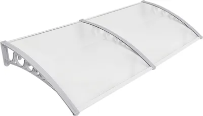 Produktbild von JEOBEST Vordach Haustür für Haustür und Terrasse, Türvordach Pultbogenvordach Hohlkammerstegplatten, Pultvordach Alu (100*200cm)