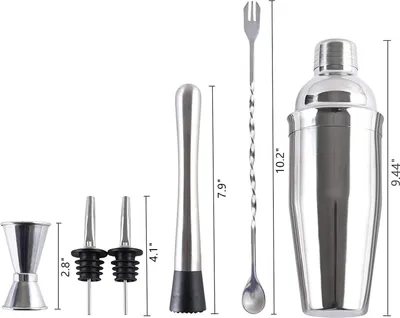 Produktbild von Cocktailshaker-Set - Professionelles Bar-Set - 10-teiliges Set - Edelstahl - 750 ml