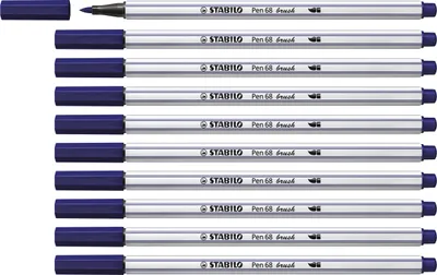 Produktbild von Premium-Filzstift mit Pinselspitze für variable Strichstärken - STABILO Pen 68 brush - 10er Pack - preußischblau