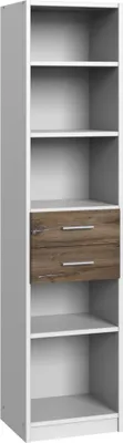 Produktbild von Standregal Jugendzimmer JOHANNESBURG-43 in weiß mit Eiche Nb., B/H/T: ca. 48/197/40 cm
