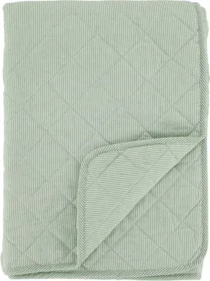 Produktbild von Chic Antique Quilt AIX Grün Weiß STREIFEN 180x130 cm Baumwolle Tagesdecke