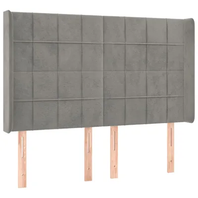 Image de vidaXL Tête de lit avec oreilles gris clair 147x16x118/128 cm velours