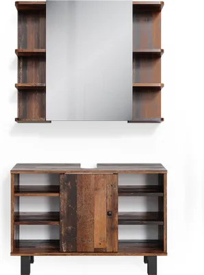 Produktbild von Badmöbel-Set Vicco Fynn Eiche rustikal 2 Teile, Unterschrank 80 cm, Model 36679