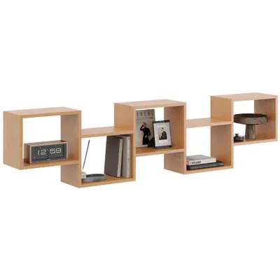 Produktbild von Hängeregal Erle Holzoptik – Wandregal mit offenen Fächern, modernes Regal zur Wandmontage für Wohnzimmer, Flur oder Kinderzimmer
