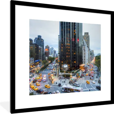 Produktbild von MuchoWow® Gerahmtes Poster New York - Broadway - Taxi 40x40 cm - Poster mit Schwarzem Bilderrahmen Wandposter Rahmen Foto Bilder - Poster - Plakat im Rahmen