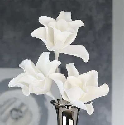 Produktbild von Foam Flower RUMBA mit 3 Blüten weiß Kunstschaum H. 43cm Casablanca Kunstblume WA