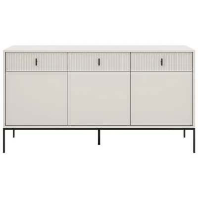 Produktbild von BEAUTYSOFA | Kommode Kaschmir 154 cm MARVELLO Kommode 3 Türen 3 Schubladen, Sideboard mit Rillenfronten, schwarzen Metallbeinen & Push to Open