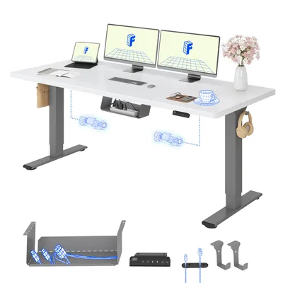 Produktbild von FLEXISPOT E1 Pro Elektrisch Höhenverstellbarer Schreibtisch 160x80cm 25MM EINTEILIGE TISCHPLATTE Doppelmotor 120KG Tragkraft, 4 Speicherplätze (Weiß)