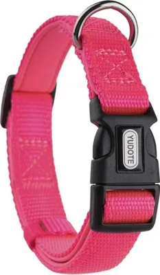 Produktbild von Verstellbare Hunde-Halsband mit Neoprenfüllung 36-55cm fluoreszierend rosa