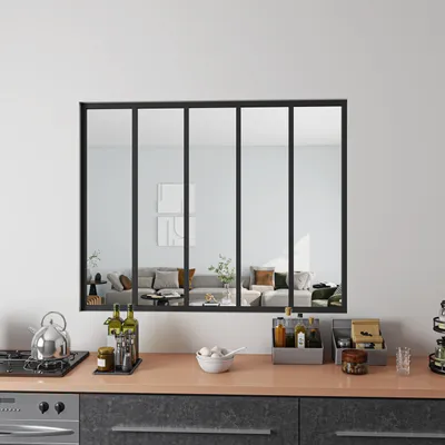 Produktbild von AICA Glaswand Ecklösung 153x108cm Glasfenster Innenfenster Zimmerfenster Schwarz