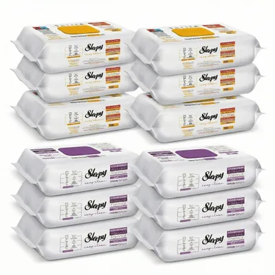 Obrázek produktu pro Čisticí ubrousky Sleepy Easy Clean – 6x100 žluté + 6x100 orchidejové | Rychlý úklid
