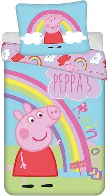 Produktbild von Peppa Pig Regenbogen Bettwäsche-Set für Einzelbett, Baumwolle