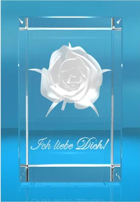 Produktbild von 3D Glasquader I Rose I Text: Ich liebe Dich