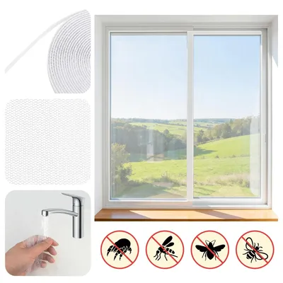Imagen del producto de Mallas anti-mosquitos para ventanas, autoadhesivas con cierre de velcro, 130 x 150 cm, paquete de 6 unidades, protección contra insectos