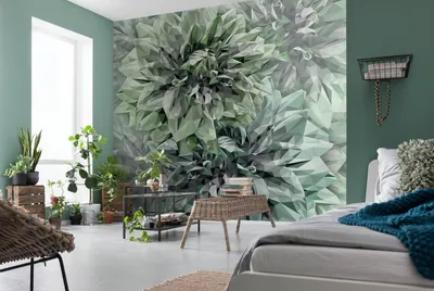 Produktbild von Komar Vlies Fototapete - Emerald Flowers - Größe: 300 x 280 cm (Breite x Höhe) - 6 Bahnen, Wohnzimmer, Schlafzimmer, Tapete