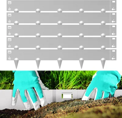 Produktbild von Clanmacy Rasenkante Schnecken Abwehr Verzinkt Blumenzaun Trennrand Gartenumrandung Stahl 100x15cm 5m Silber